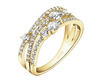 Pozlacený stříbrný prsten se zirkony