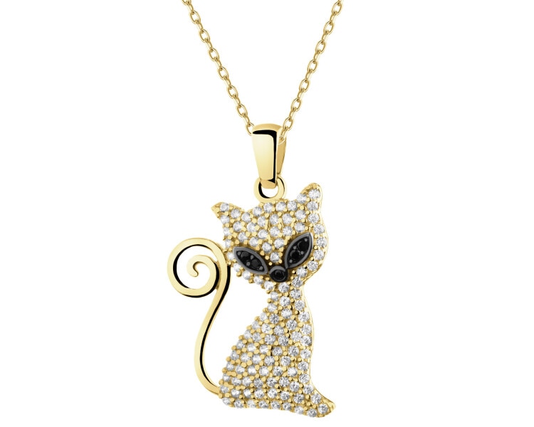 Złota zawieszka z cyrkoniami - kot