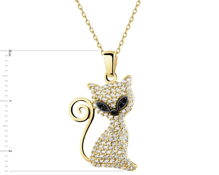 Złota zawieszka z cyrkoniami - kot