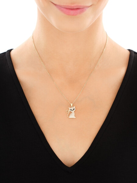 Złota zawieszka z cyrkoniami - kot