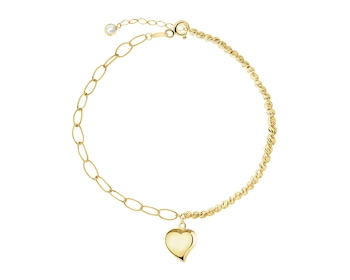 Zlatý náramek se zirkonem - srdce