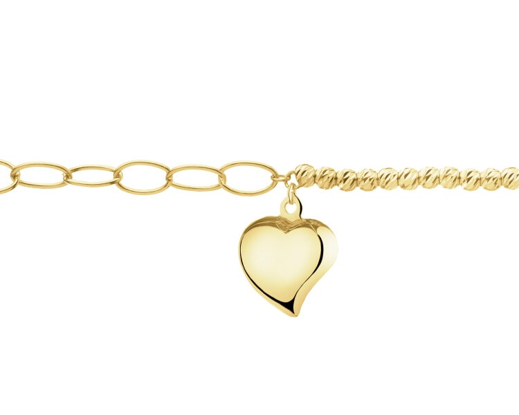 Złota bransoletka z cyrkonią - serce