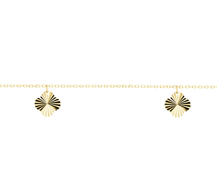 Złota bransoletka z cyrkonią - koniczyny