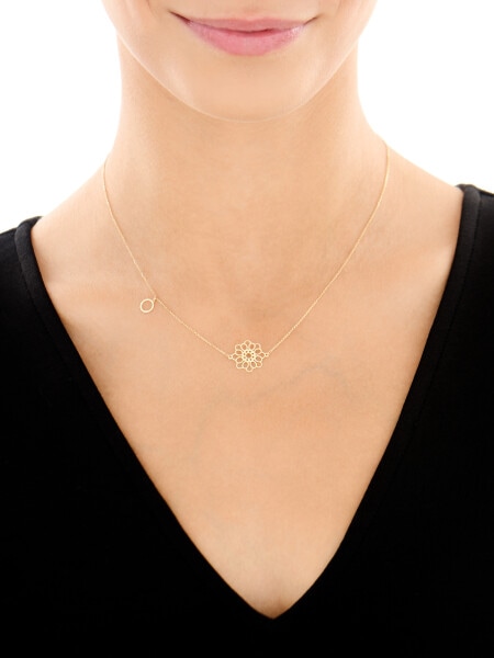 Zlatý náhrdelník se zirkony - rozeta