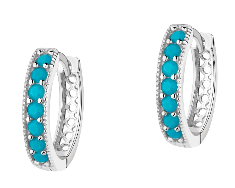 Kolczyki srebrne z turkusami syntetycznymi - koła