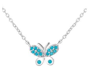 Stříbrný náhrdelník se zirkony - motýl