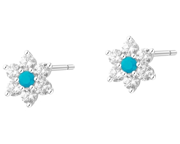 Stříbrné náušnice se zirkony - květy