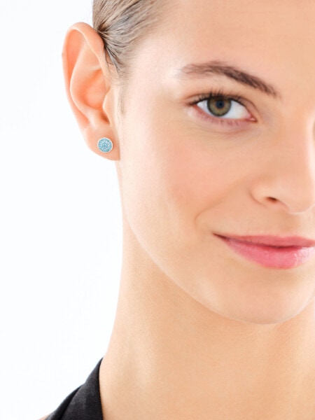 Kolczyki srebrne z turkusami syntetycznymi - koła