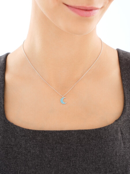 Naszyjnik srebrny z turkusami syntetycznymi – Księżyc