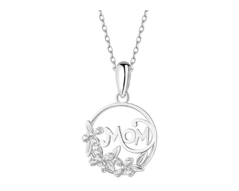 Stříbrný přívěsek se zirkony - maminka, květy