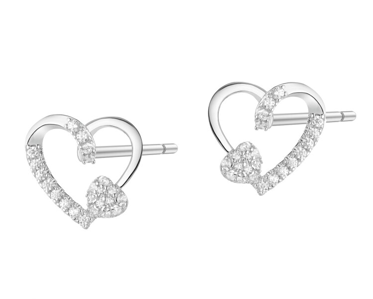 Kolczyki srebrne z cyrkoniami - serca