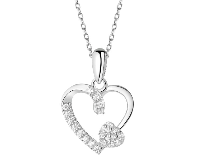 Zawieszka srebrna z cyrkoniami - serca