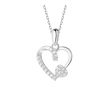 Stříbrný přívěsek se zirkony - srdce