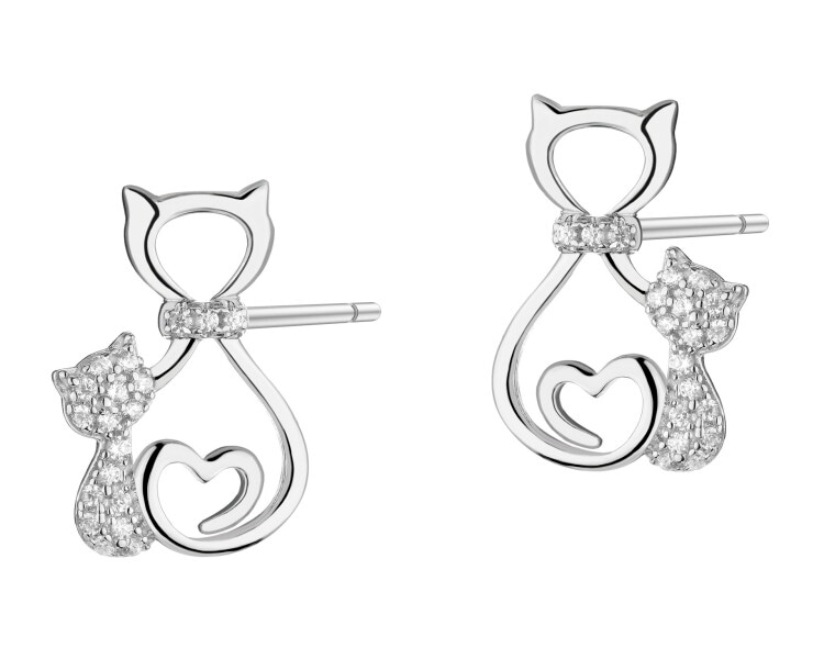 Kolczyki srebrne z cyrkoniami - koty