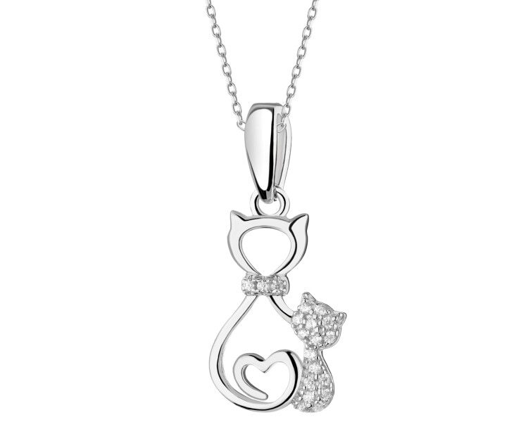 Zawieszka srebrna z cyrkoniami - koty