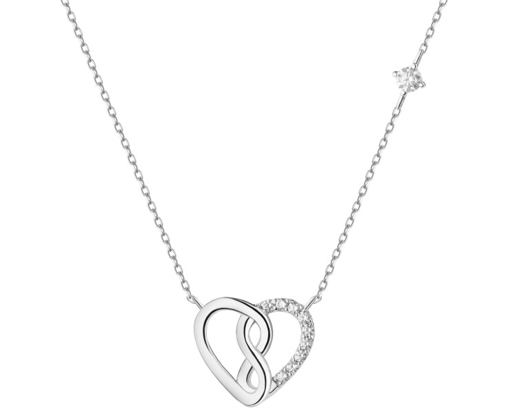 Naszyjnik srebrny z cyrkoniami - serce, nieskończoność