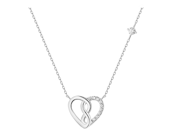 Stříbrný náhrdelník se zirkony - srdce, nekonečno