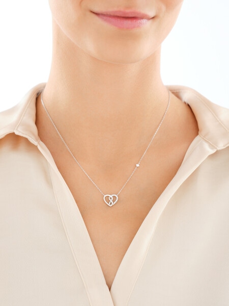 Naszyjnik srebrny z cyrkoniami - serce, nieskończoność