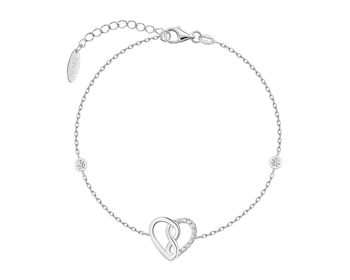 Stříbrný náramek se zirkony - srdce, nekonečno