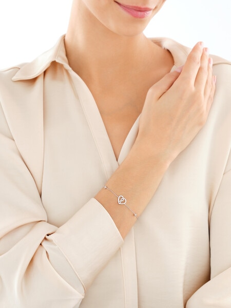 Bransoletka srebrna z cyrkoniami - serce, nieskończoność