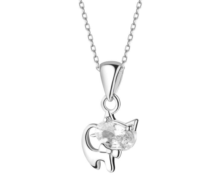 Zawieszka srebrna z cyrkonią - kot