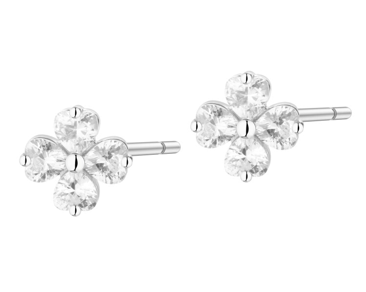 Kolczyki srebrne z cyrkoniami - koniczyny