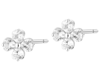 Stříbrné náušnice se zirkony - čtyřlístky