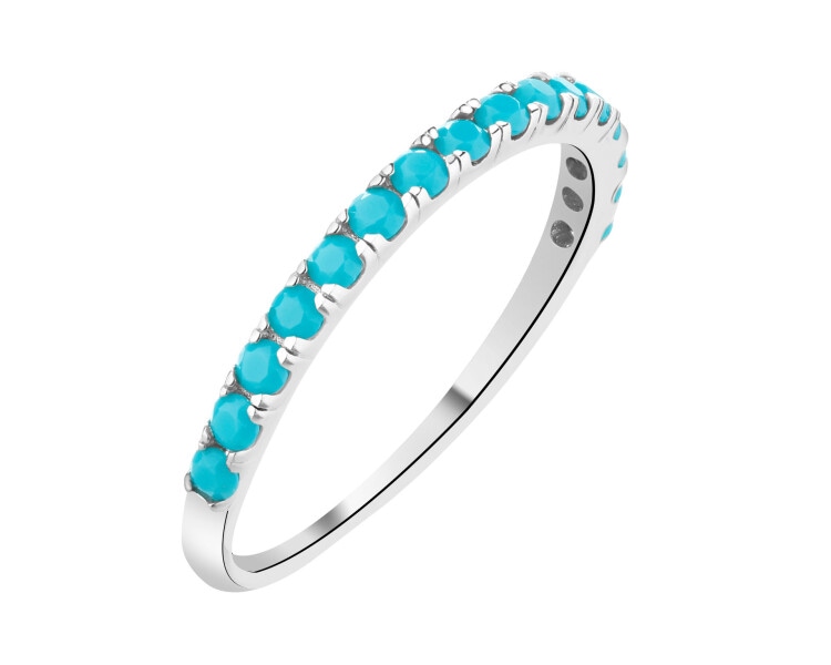 Pierścionek srebrny z turkusami syntetycznymi