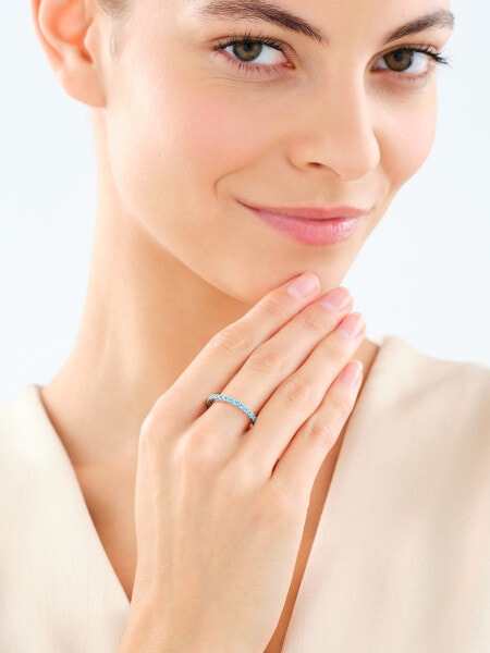 Pierścionek srebrny z turkusami syntetycznymi