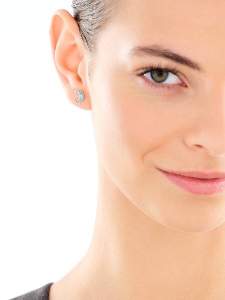 Kolczyki srebrne z turkusami syntetycznymi  - Księżyce