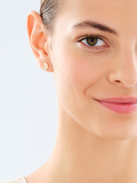 Złote kolczyki i zawieszka z cyrkoniami - komplet - ptaki