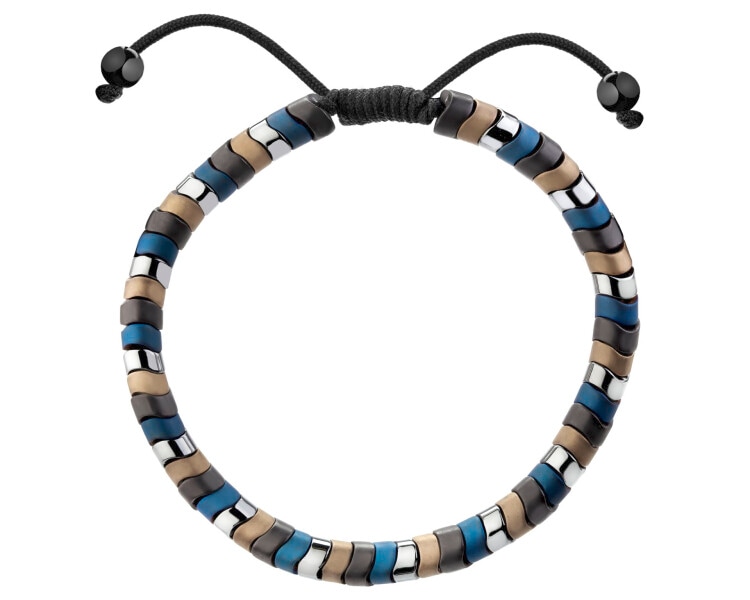 Bransoletka ze stali szlachetnej z hematytami