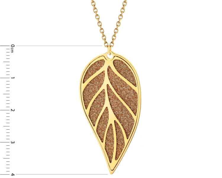 Náhrdelník z ušlechtilé oceli s třpytkami - list