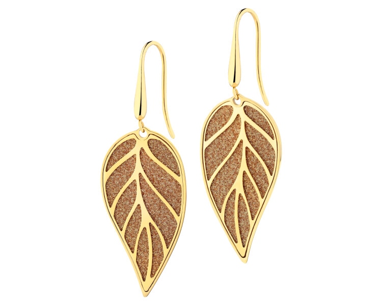 Kolczyki ze stali szlachetnej z brokatem - liście