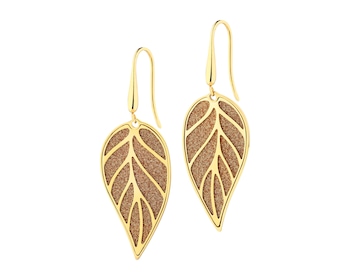 Kolczyki ze stali szlachetnej z brokatem - liście