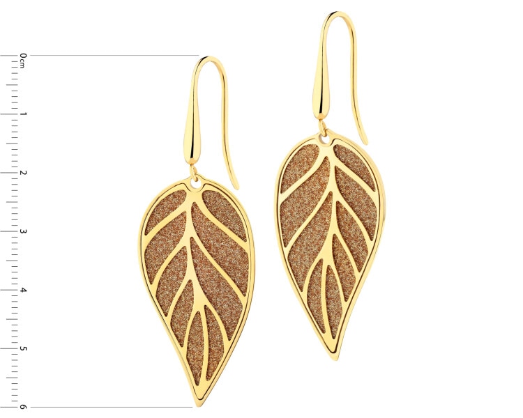 Kolczyki ze stali szlachetnej z brokatem - liście