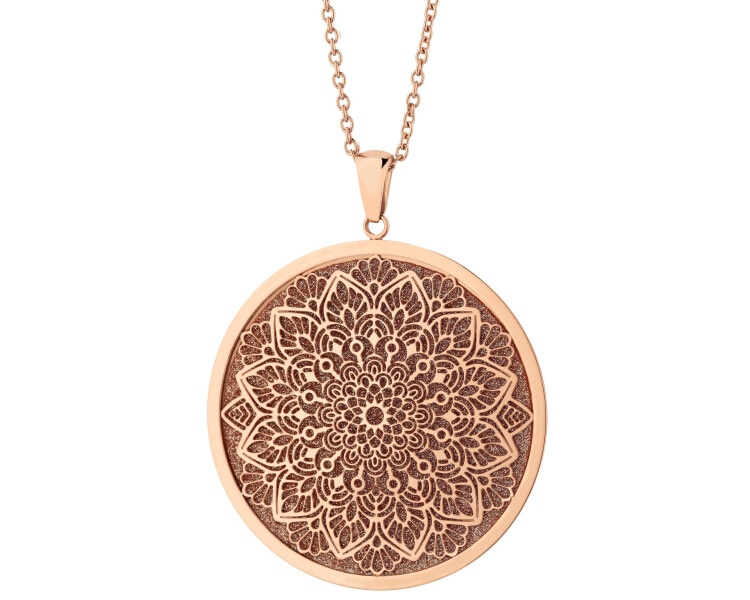 Naszyjnik ze stali szlachetnej z brokatem - rozeta