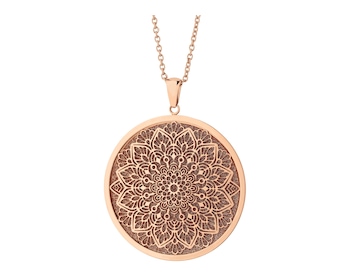 Naszyjnik ze stali szlachetnej z brokatem - rozeta