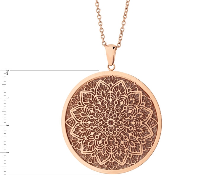 Naszyjnik ze stali szlachetnej z brokatem - rozeta