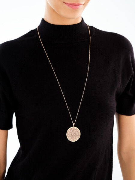 Naszyjnik ze stali szlachetnej z brokatem - rozeta