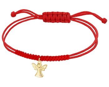 Bransoletka z elementami żółtego złota i diamentem - aniołek - 0,003 ct - próba 375