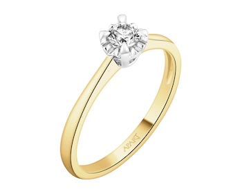 Prsten ze žlutého a bílého zlata s briliantem - 0,20 ct - ryzost 585