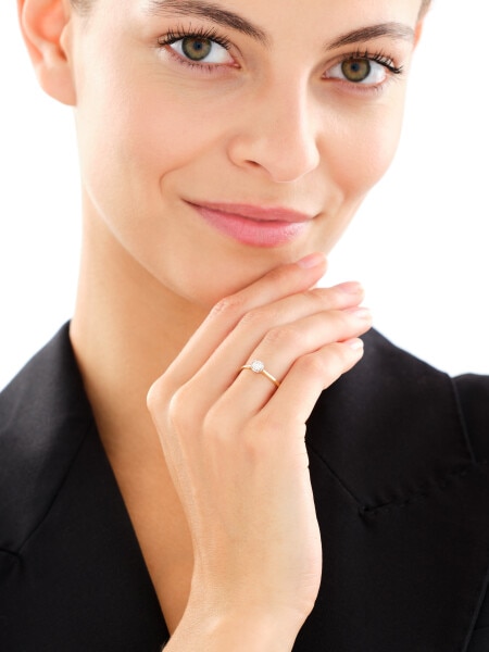 Pierścionek z żółtego i białego złota z brylantem - 0,20 ct - próba 585