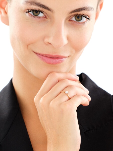 Pierścionek z żółtego i białego złota z brylantem - 0,15 ct - próba 585