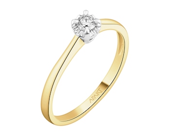 Prsten ze žlutého a bílého zlata s briliantem - 0,10 ct - ryzost 585