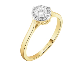 Prsten ze žlutého a bílého zlata s brilianty - 0,15 ct - ryzost 585