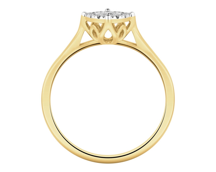 Pierścionek z żółtego i białego złota z brylantami - 0,15 ct - próba 585