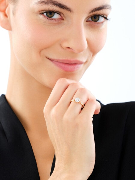 Pierścionek z żółtego i białego złota z brylantami - 0,15 ct - próba 585