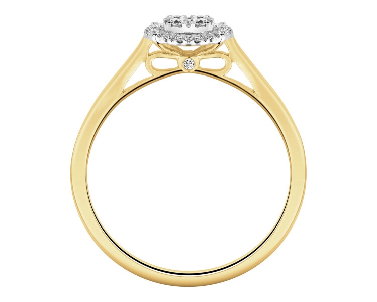 Pierścionek z  żółtego złota z brylantami - 0,15 ct - próba 585