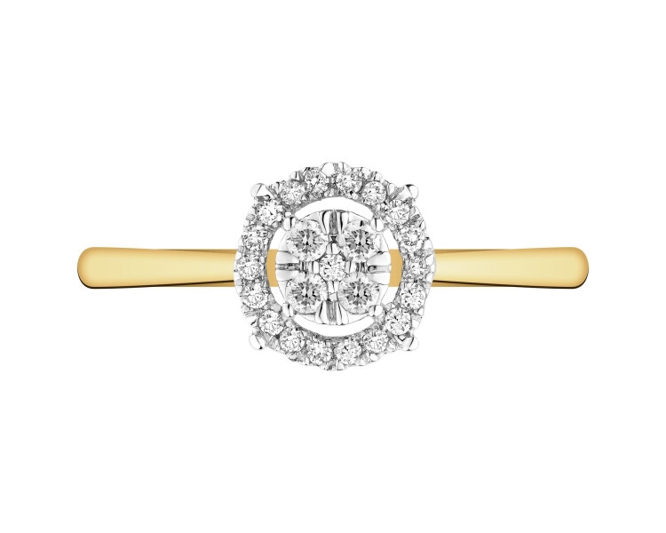 Pierścionek z  żółtego złota z brylantami - 0,15 ct - próba 585